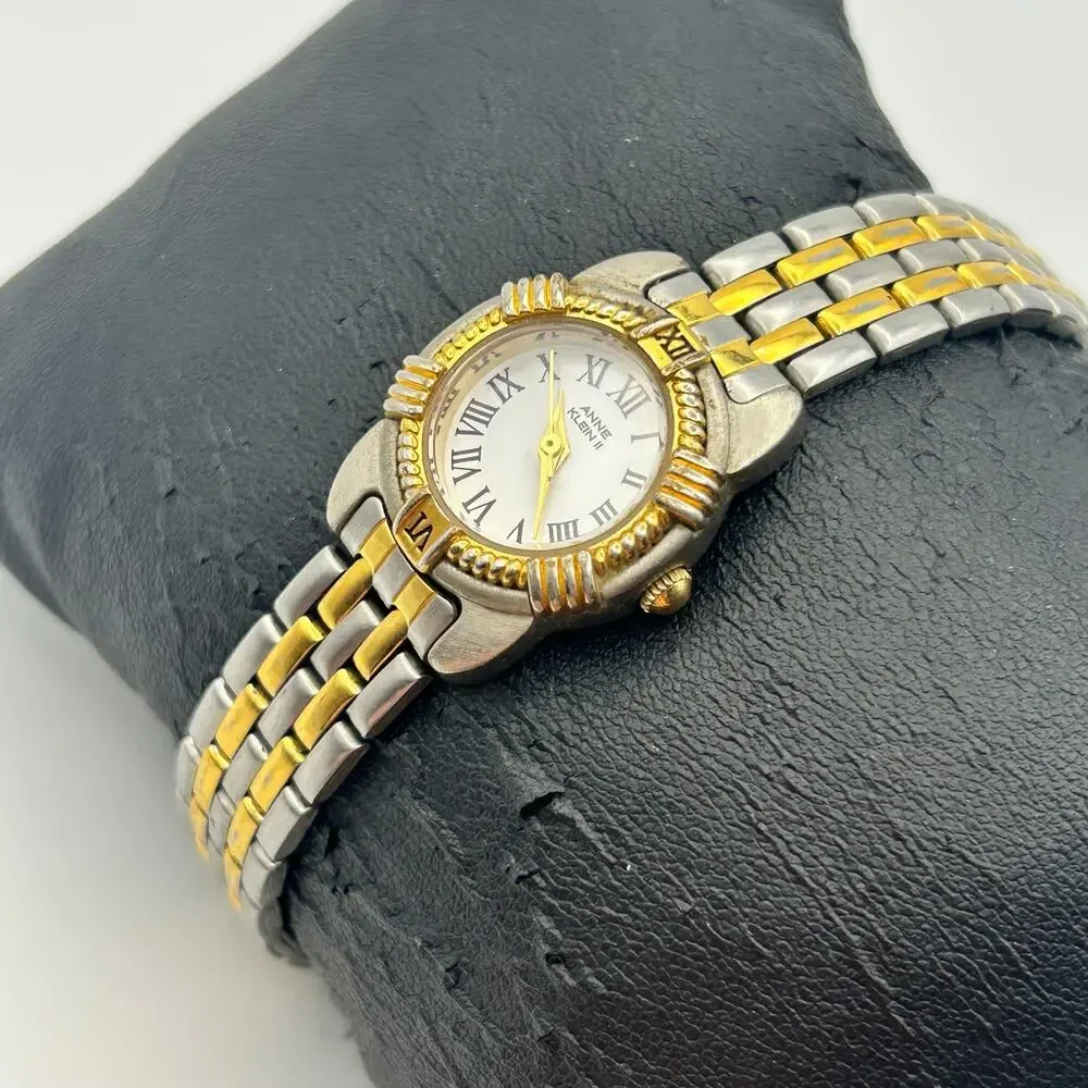 Anne Klein II Two-tone Roman Numerals Women’s Watch Working New Battery
